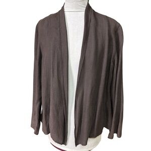 Eileen Fisher Linen Blend Lightweight Brown Cardigan.size Medium Petite